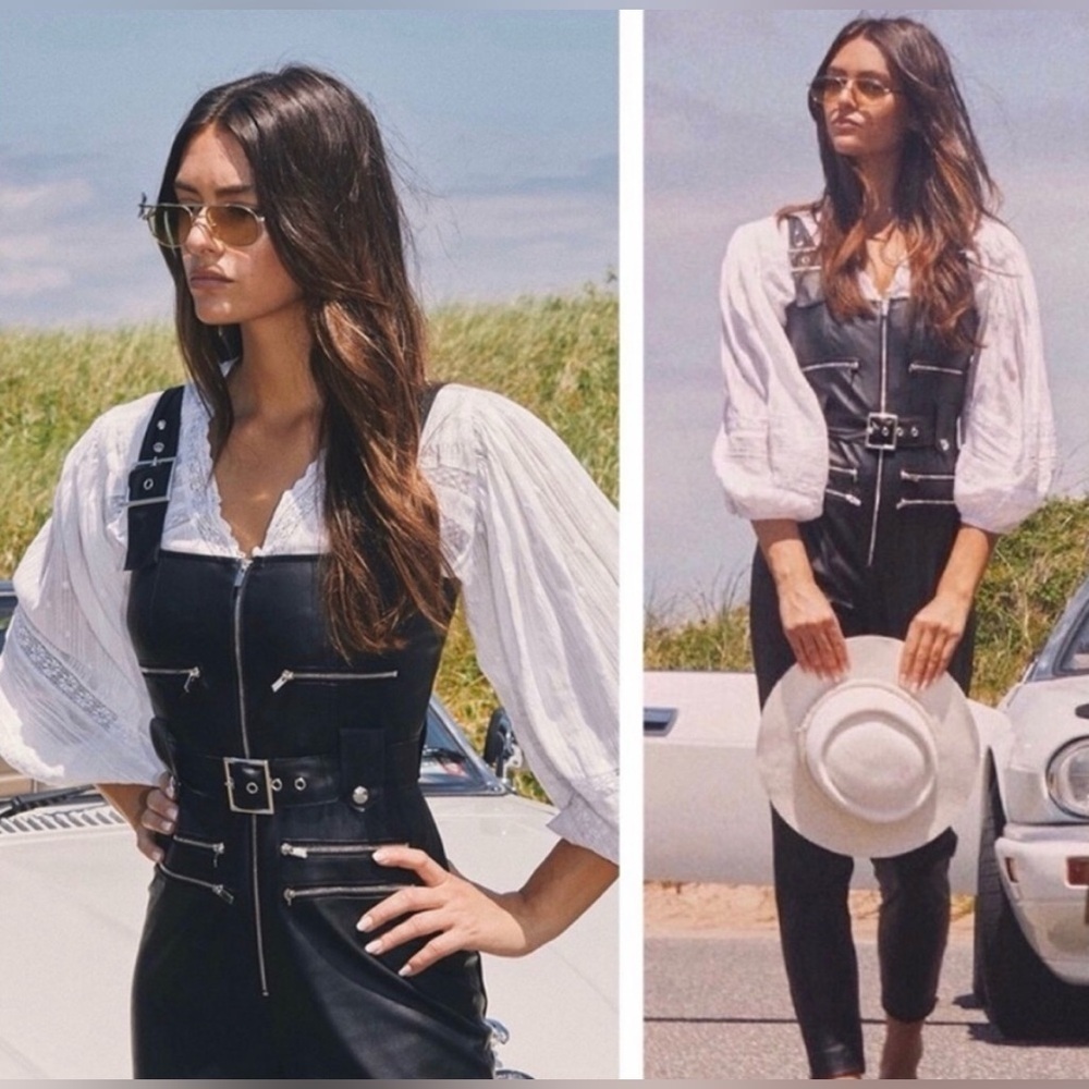 WeWoreWhat Vegan Leather‎ Moto Overalls XS